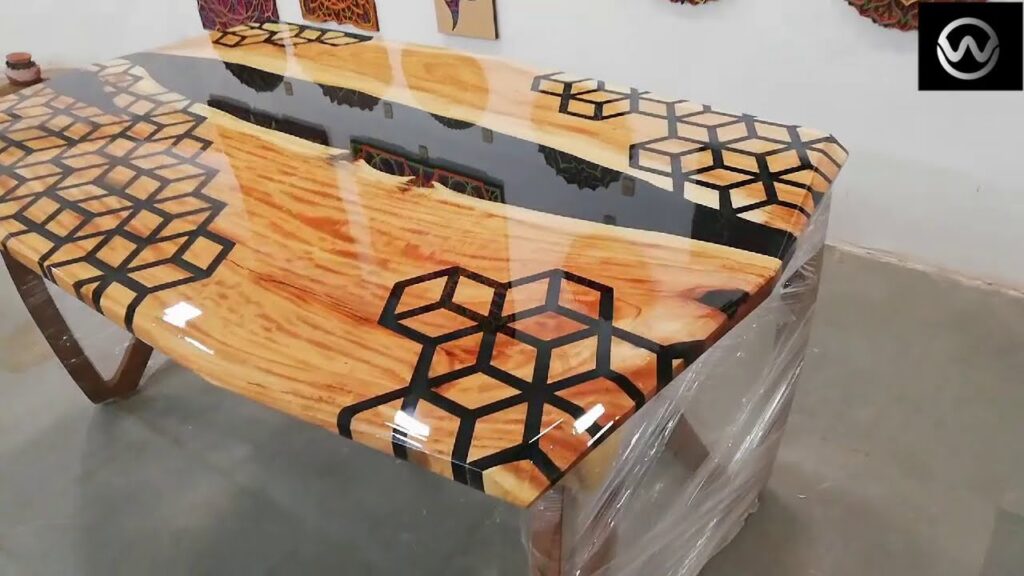 3d square epoxy resin table top