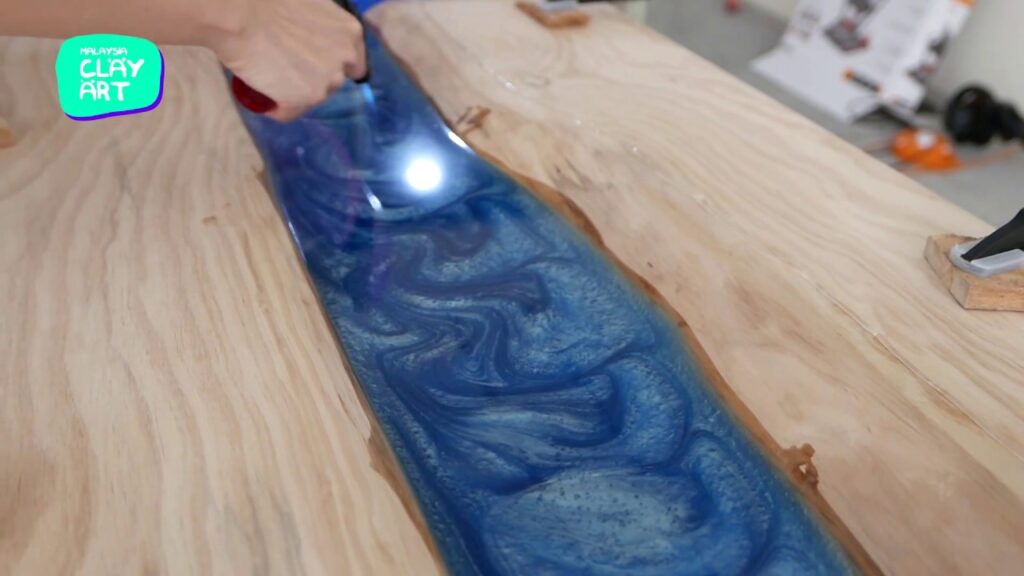 Epoxy resin river table pine coffee table Malaysia Clay Art UmiFani