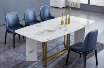 4人掛けの高級ダイニングテーブル 大理石天板のおしゃれな食卓テーブル インテリア家具 ホテル家具 レストラン家具