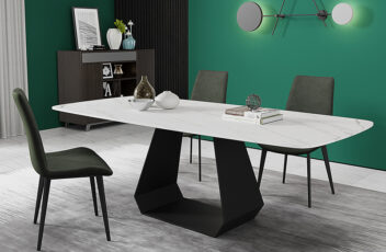 モダンでシンプルなデザインの大理石ダイニングテーブル 6人用の長方形サイズのダイニングテーブル オーダーメイド家具製作店