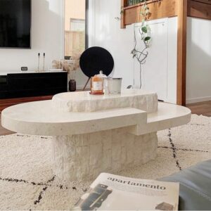 天然石のコーヒーテーブル シンプルなデザイン コーヒーテーブル サイドテーブル