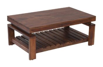 凝ったデザインの無垢材コーヒーテーブル 手作り木工家具 おしゃれなインテリア家具