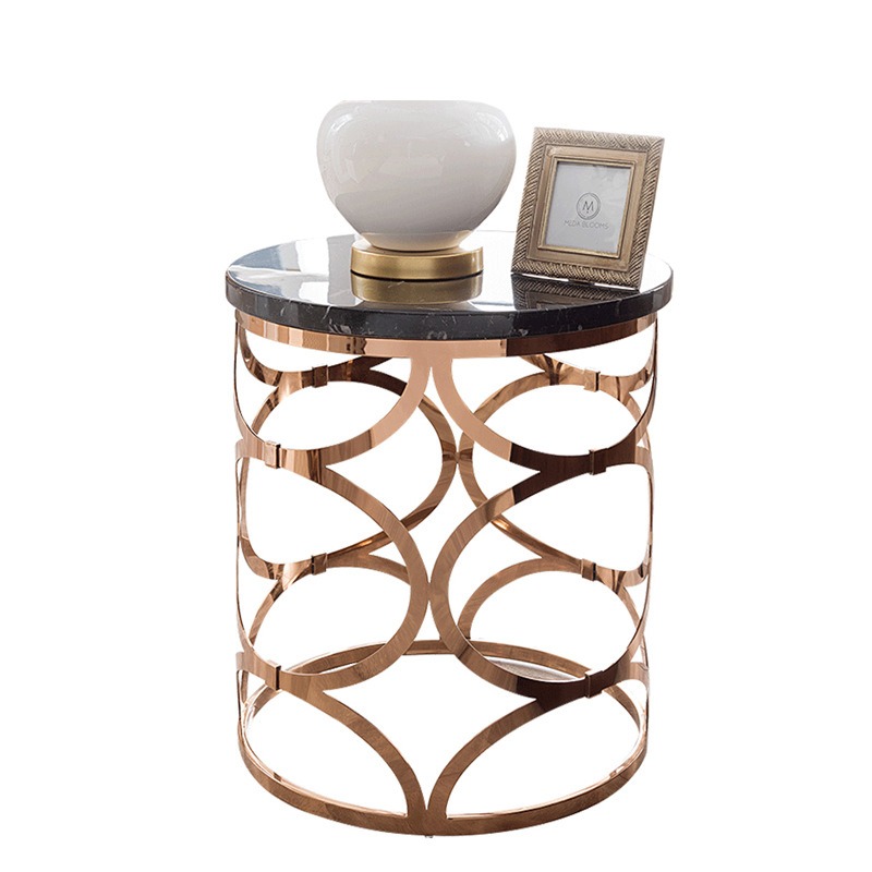 高級な大理石サイドテーブル ステンレススチール家具 ラウンドテーブル