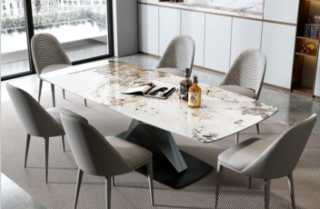 高級な四角い大理石ダイニングテーブル 美術館の作品展示用テーブル インテリア家具 オーダーメイド家具