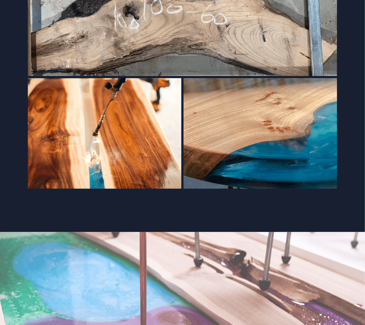 Provide us with as much detail as possible such as your preference for South American walnut as the material and resin part with a slightly transparent blue color, resembling a wave design reminiscent of a seashore. Your vision guides our craftsmanship.