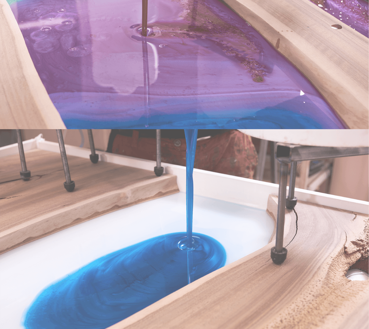 Provide us with as much detail as possible such as your preference for South American walnut as the material and resin part with a slightly transparent blue color, resembling a wave design reminiscent of a seashore. Your vision guides our craftsmanship.