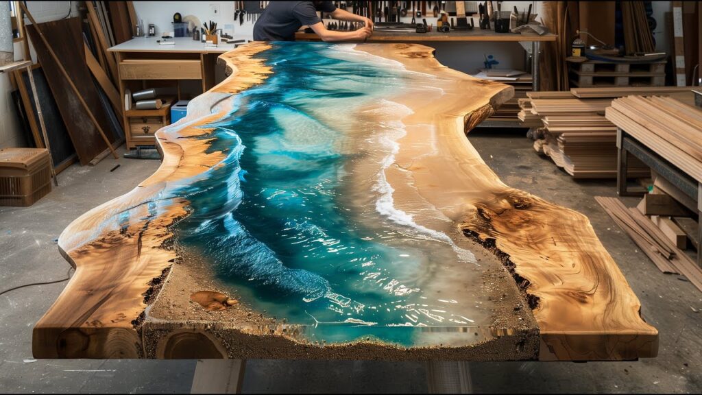 The Crazy Process of Containing the Ocean in a Dead Tree. Korea Resin Table
